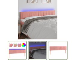 vidaXL Beddengoed - Hoofd Bord - Hoofdbord LED 160x5x78/88 cm fluweel roze - Led Verlichting - Hoofdkussen - Relaxen