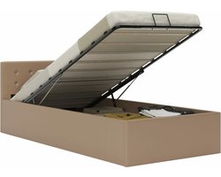 vidaXL - Bedfram - met - opslag - hydraulisch - kunstleer - cappuccino - 100x200 - cm