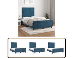 vidaXL Bedframe - 120x200 cm - Fluweel Donkerblauw Slaapcomfort - Bed Frame - Boxspring - Tweepersoonsbed - Donkere Kleuren