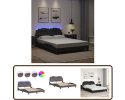 vidaXL Bedframe 120x200 cm Grijs met LED-verlichting Bed Frame - Boxspring - Led Lamp - Grijs Bed - Tweepersoons Bed