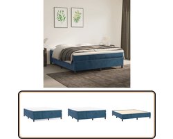 vidaXL Bedframe - 180x200 cm - Fluweel - Donkerblauw Boxspring Frame - Donkerblauw Bed - Fluweel Bed - Tweepersoons Bed - Bed Frame