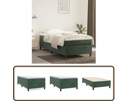 vidaXL Bedframe - 90x200 cm - Fluweel - Donkergroen Boxspring Frame - Donkere Kleuren - Velvet Bed Frame - Tweepersoons Bed Frame - Slaapcomfort