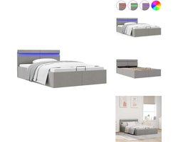vidaXL Bedframe - Bedframes - Bed - Bedden - Bedframe met opbergruimte en LED stof lichtgrijs 120x200 cm