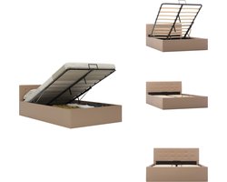 vidaXL Bedframe - Bedframes - Bed - Bedden - Bedframe met opslag hydraulisch kunstleer cappuccino 120x200 cm