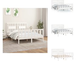 vidaXL Bedframe - Bedframes - Bed - Bedombouw - Bedframe met hoofdbord massief grenenhout wit 140x200 cm