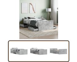 vidaXL Bedframe - Betongrijs - 100x200 cm - Hout Beton Grijs Bed Frame - Tweepersoons Bed - Houten Bed - Slaapcomfort - Opbergruimte