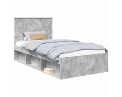 vidaXL - Bedframe - Betonnen - Grijs - 100 - x - 200 - cm - Massief - grenenhout