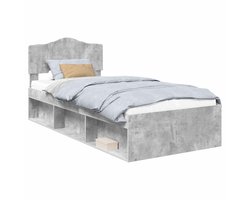 vidaXL - Bedframe - Betonnen - Grijs - 100 - x - 200 - cm - Massief - grenenhout