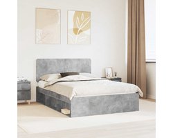 vidaXL - Bedframe - Betonnen - Grijs - 150 - x - 200 - cm - Massief - grenenhout