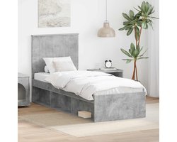 vidaXL - Bedframe - Betonnen - Grijs - 75 - x - 190 - cm - Massief - grenenhout