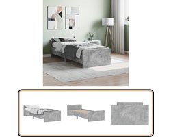 vidaXL Bedframe - Bewerkt Hout - Betongrijs - 75x190 cm Beton Grijs Bedframe - Houten Bedframe - Tweepersoons Bed - Enkel Bed - Boxspring Bed