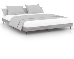 vidaXL - Bedframe - bewerkt - hout - grijs - sonoma - eikenkleurig - 120x200 - cm