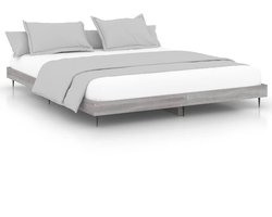 vidaXL - Bedframe - bewerkt - hout - grijs - sonoma - eikenkleurig - 140x200 - cm