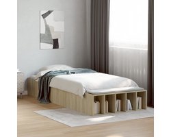 vidaXL - Bedframe - bewerkt - hout - sonoma - eikenkleurig - 100x200 - cm