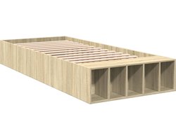 vidaXL - Bedframe - bewerkt - hout - sonoma - eikenkleurig - 90x200 - cm
