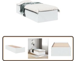 vidaXL - Bedframe - bewerkt - hout - wit - 90x190 - cm