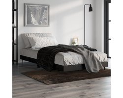 vidaXL - Bedframe - bewerkt - hout - zwart - 90x190 - cm