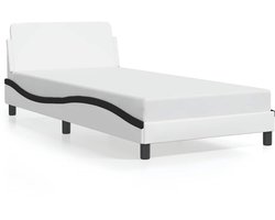 vidaXL - Bedframe - "Dover" - kunstleer - zwart - en - wit - 100x200 - cm