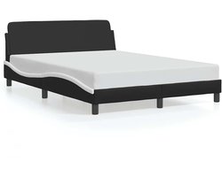 vidaXL - Bedframe - "Dover" - kunstleer - zwart - en - wit - 140x190 - cm