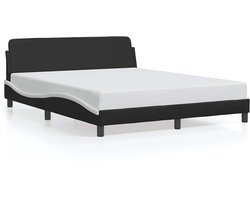 vidaXL - Bedframe - "Dover" - kunstleer - zwart - en - wit - 160x200 - cm