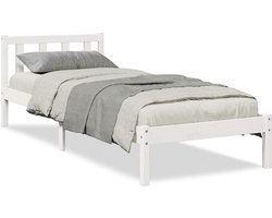 vidaXL - Bedframe - extra - lang - zonder - matras - grenenhout - wit - 100x210 - cm