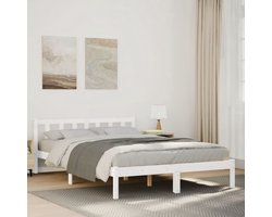 vidaXL - Bedframe - extra - lang - zonder - matras - grenenhout - wit - 140x210 - cm