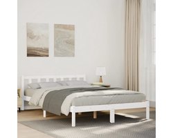 vidaXL - Bedframe - extra - lang - zonder - matras - grenenhout - wit - 140x220 - cm