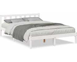 vidaXL - Bedframe - extra - lang - zonder - matras - grenenhout - wit - 160x210 - cm
