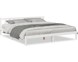 vidaXL - Bedframe - extra - lang - zonder - matras - grenenhout - wit - 180x210 - cm