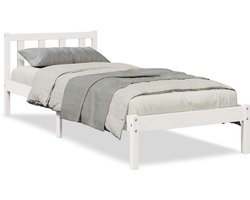 vidaXL - Bedframe - extra - lang - zonder - matras - grenenhout - wit - 80x210 - cm