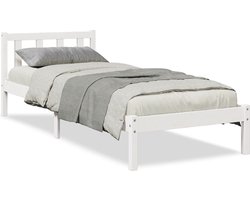 vidaXL - Bedframe - extra - lang - zonder - matras - grenenhout - wit - 80x220 - cm