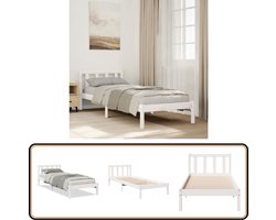 vidaXL - Bedframe - extra - lang - zonder - matras - grenenhout - wit - 90x210 - cm