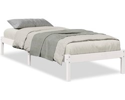 vidaXL - Bedframe - extra - lang - zonder - matras - grenenhout - wit - 90x220 - cm
