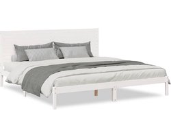 vidaXL - Bedframe - extra - lang - zonder - matras - massief - hout - wit - 180x220 - cm