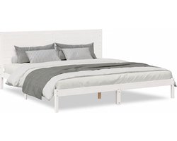 vidaXL - Bedframe - extra - lang - zonder - matras - massief - hout - wit - 200x210 - cm