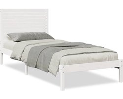 vidaXL - Bedframe - extra - lang - zonder - matras - massief - hout - wit - 90x210 - cm