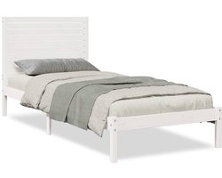 vidaXL - Bedframe - extra - lang - zonder - matras - massief - hout - wit - 90x220 - cm