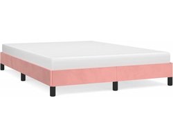 vidaXL - Bedframe - fluweel - roze - 140x190 - cm