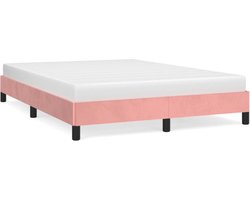 vidaXL - Bedframe - fluweel - roze - 140x200 - cm