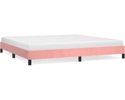 vidaXL - Bedframe - fluweel - roze - 200x200 - cm