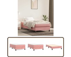 vidaXL Bedframe Fluweel Roze - 90x200 cm Boxspring Frame - Fluweel Bed - Roos Kleurige Bed - Tweepersoons Bed - Één Persoons Bed