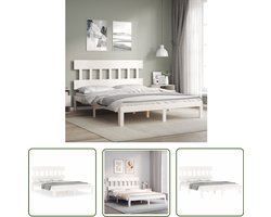 vidaXL Bedframe Grenenhout Wit 160x200 cm Massief Grenenhouten Bed Frame - Wit Bed Frame - Bed Frame 160x200 - Bed Frame Met Hoofdbord - Slaapcomfort
