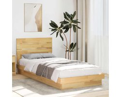 vidaXL - Bedframe - hoofdeinde - zonder - matras - 75x190 - cm - massief - hout - eiken