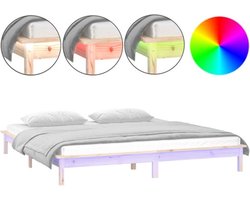vidaXL Bedframe LED massief hout 180x200 cm Super King - Bedframe - Bedframes - Slaapkamermeubel - Bedbasis
