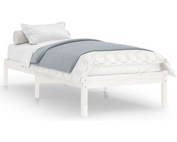 vidaXL - Bedframe - massief - grenenhout - wit - 100x200 - cm
