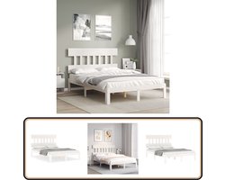 vidaXL Bedframe - Massief Grenenhout - Wit - 120x190 cm Massief Houten Bed Frame - Wit Bed Frame - Tweepersoons Bed Frame - Bed Frame Met Hoofdbord - Grenenhout Bed Frame