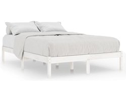vidaXL - Bedframe - massief - grenenhout - wit - 200x200 - cm