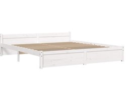 vidaXL - Bedframe - massief - hout - wit - 180x200 - cm - 6FT - Super - King
