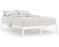 vidaXL - Bedframe - massief - hout - wit - 180x200 - cm