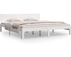 vidaXL - Bedframe - massief - hout - wit - 180x200 - cm